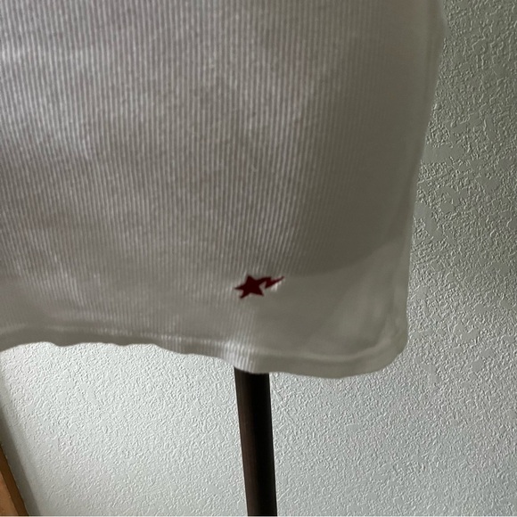 BAPE Women's sz S White Long Ribbed Tank Top Red Bapesta Star Bathing Ape Japan - Picture 2 of 10